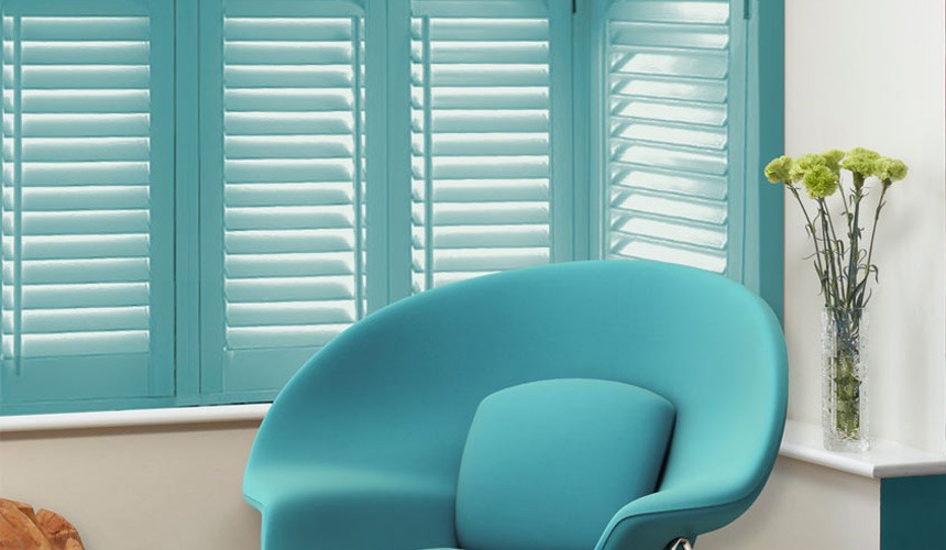 teal shutters | Horizon Blinds and Shutters | Essex