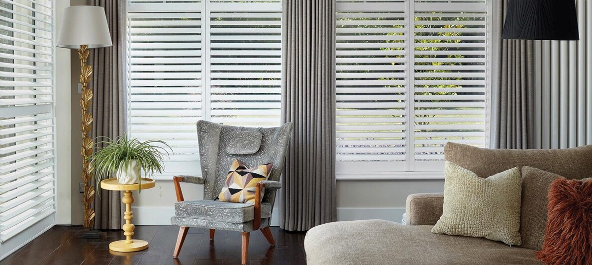 white lounge shutters | Horizon Blinds and Shutters | Essex